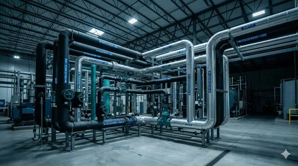 Industrial chilled water closed loop piping system — spring closed loop flushing guide