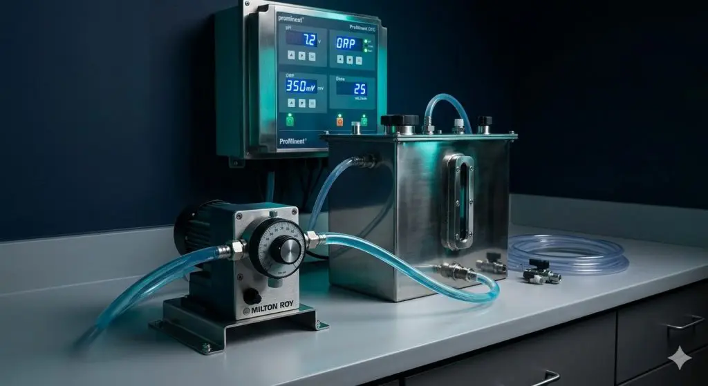 Boiler chemical dosing system used for wet boiler layup treatment with blue-tinted oxygen scavenger