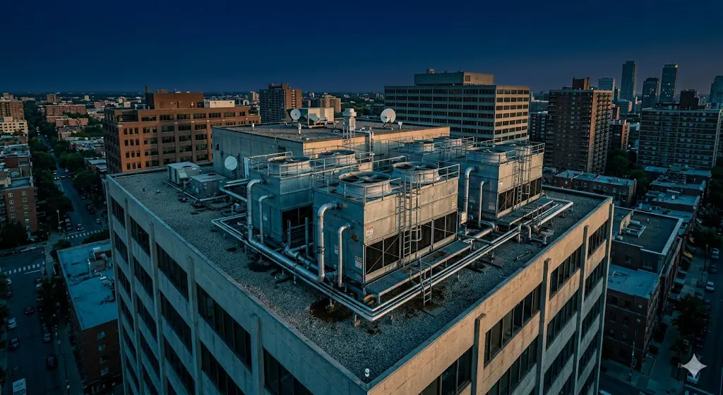 Rooftop cooling towers on commercial office building covered under NJ S2188 Legionella water management law