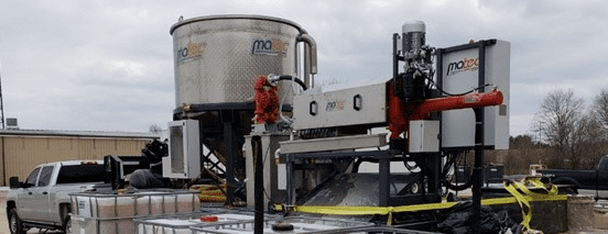 matec mobil system set up to filter water